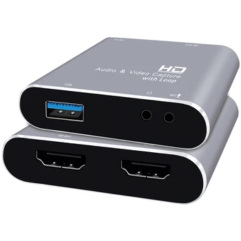4K Mic Avdio Zajem Video Kartice USB 2.0, HDMI je združljiv Zanke Grabežljivac Diktafon za PS4 Igra DVD Kamero Snemanje Živo
