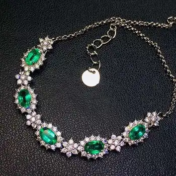 Smaragdno bangle Naravnih Resnično Emerald bangle Zapestnica Trdna S925 Sterling Silver Za Ženske Barve, Fine Nakit